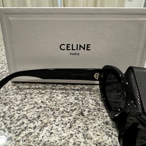 Celine Triomphe Oval Frame Black Acetate Sunglasses